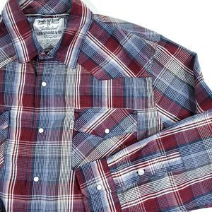 Levi Strauss Plaid Pearl Snap Western L/S Shirt L